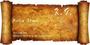 Kota Irma névjegykártya